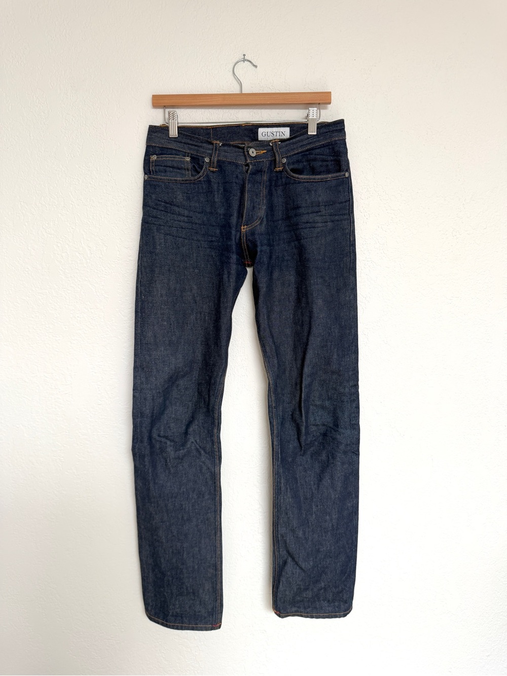 GUSTIN 172 raw selvedge denim jeans mens straight dark indigo made in USA / 31